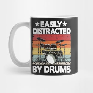 Easily Distracted By Drums Funny Drummer Drumming Mug